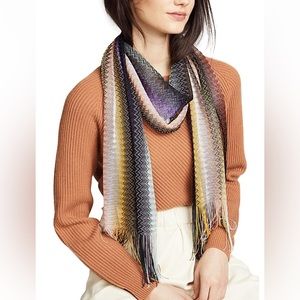 Missoni Zig Zag Striped Scarf, Purple/Yellow
